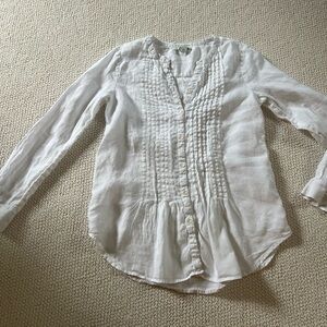 Sundance White Pleated Bib Collar Blouse